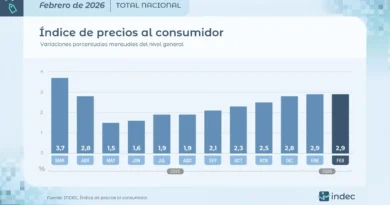 La inflación de febrero fue 2,9% y en los últimos 12 meses se ubicó en 33,1%
